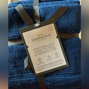 6pk blue performance hand towels & washcloths